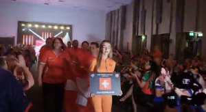 Team Switzerland at the Opening Ceremony of the WDF Europe 2024 in Šamorín, Slovakia